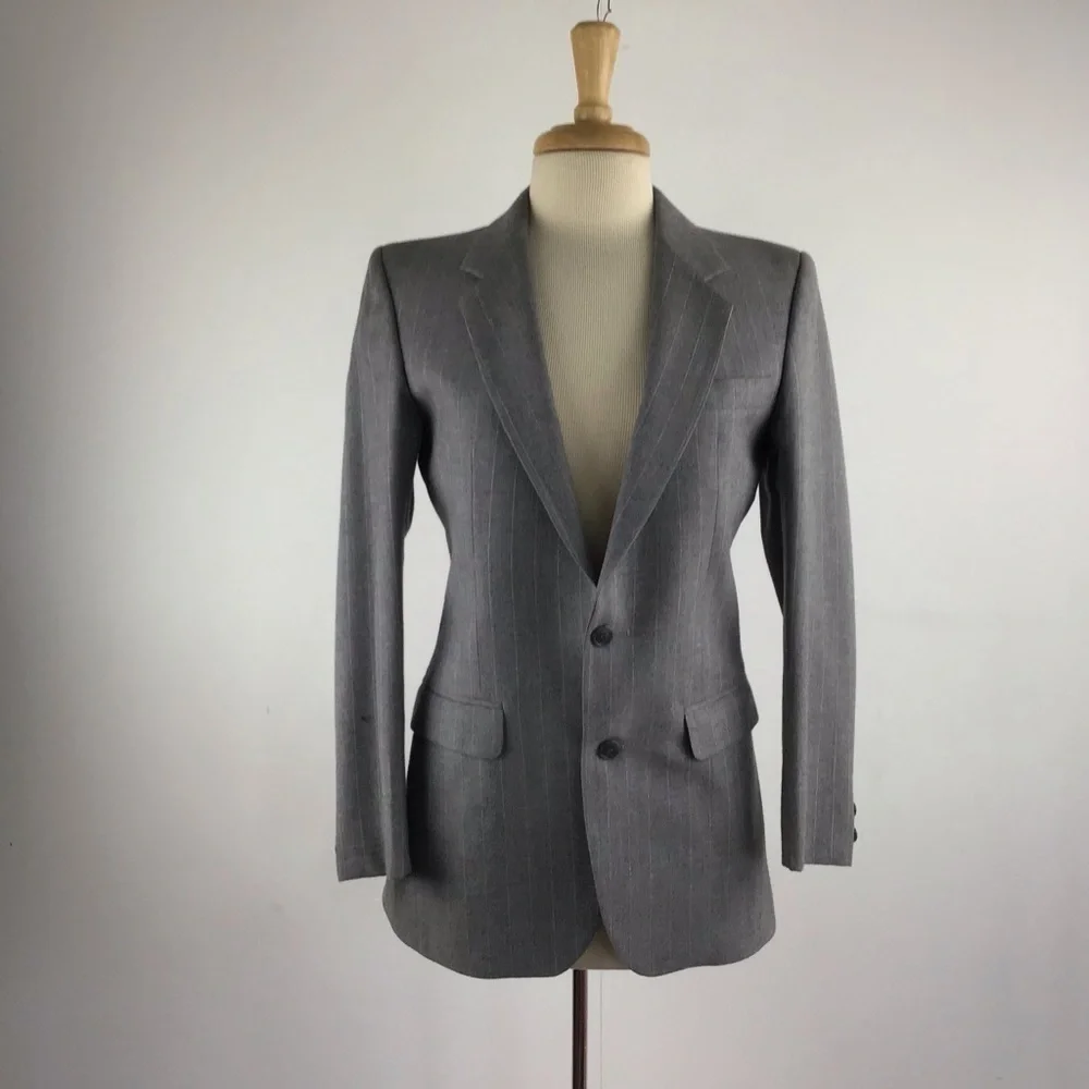 Vintage 60s 70s TAKE 6 Mens Gray Pinstripe Mod Suit Jacket Carnaby Str…